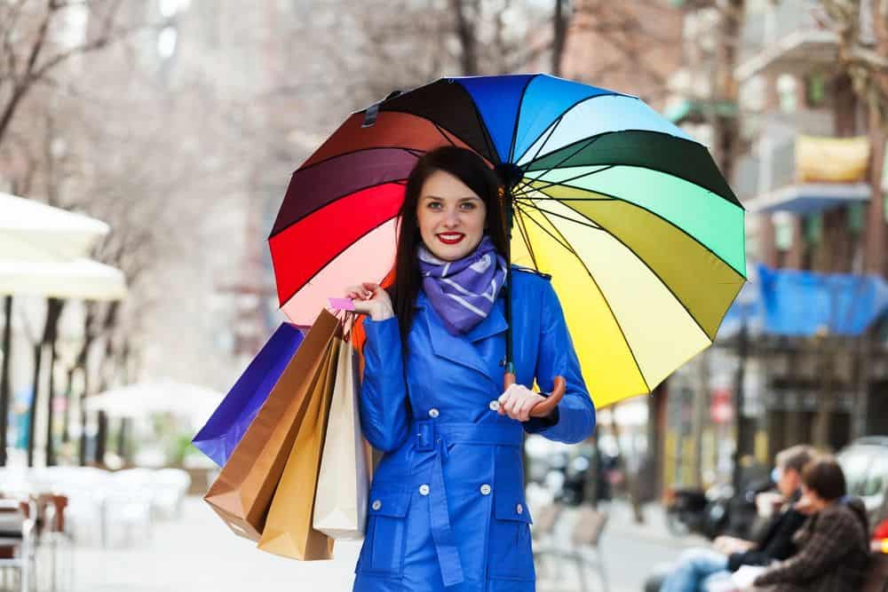 Frau stilvoll mit Regenmantel und Schirm gekleidet (de.depositphotos.com) Frau stilvoll mit Regenmantel und Schirm gekleidet (de.depositphotos.com)