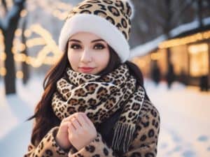 Winterschal für Damen mit Leoprint