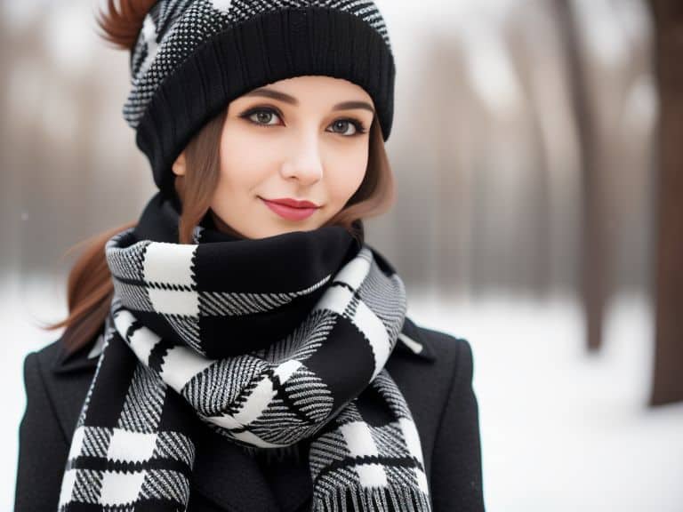 Schwarz-Weiß Karierter Winterschal Schwarz-Weiß Karierter Winterschal
