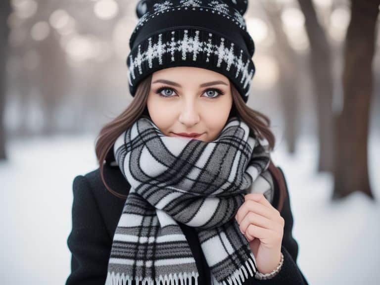 Schwarz Weißer Winterschal Schwarz Weißer Winterschal